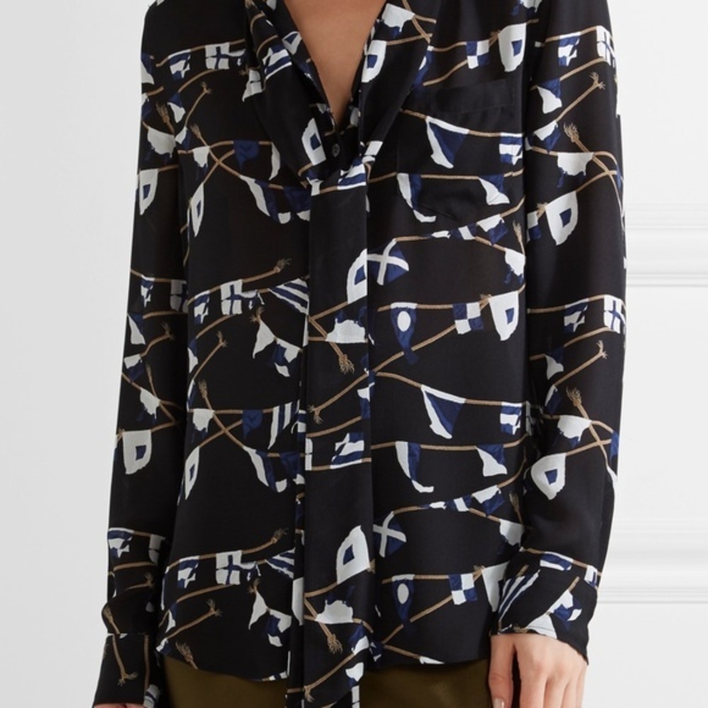 Equipment Brett Tie Neck Silk Blouse